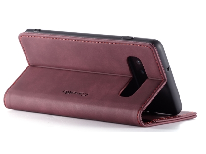 CaseMe Slim Synthetic Leather Wallet Case with Stand for Samsung Galaxy S10 - Burgundy