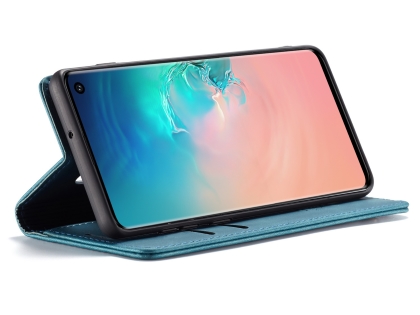 CaseMe Slim Synthetic Leather Wallet Case with Stand for Samsung Galaxy S10 - Teal