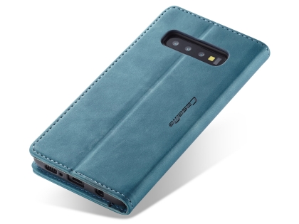 CaseMe Slim Synthetic Leather Wallet Case with Stand for Samsung Galaxy S10+ - Teal