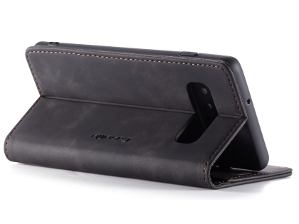 CaseMe Slim Synthetic Leather Wallet Case with Stand for Samsung Galaxy S10+ - Charcoal