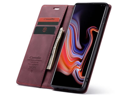 CaseMe Slim Synthetic Leather Wallet Case with Stand for Samsung Galaxy S10+ - Burgundy