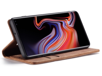 CaseMe Slim Synthetic Leather Wallet Case with Stand for Samsung Galaxy S10+ - Tan