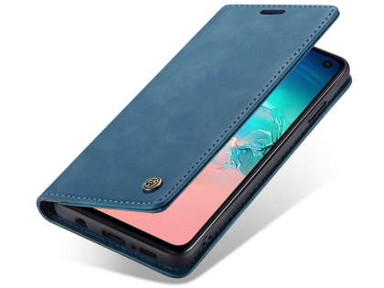 CaseMe Slim Synthetic Leather Wallet Case with Stand for Samsung Galaxy S10e - Teal Leather Wallet Case