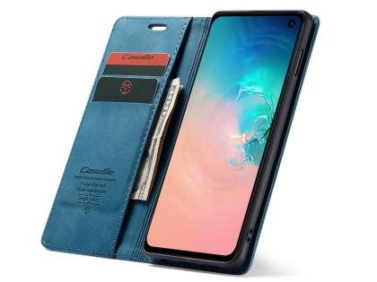 CaseMe Slim Synthetic Leather Wallet Case with Stand for Samsung Galaxy S10e - Teal