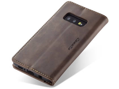 CaseMe Slim Synthetic Leather Wallet Case with Stand for Samsung Galaxy S10e - Chocolate