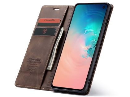 CaseMe Slim Synthetic Leather Wallet Case with Stand for Samsung Galaxy S10e - Chocolate