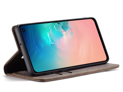 CaseMe Slim Synthetic Leather Wallet Case with Stand for Samsung Galaxy S10e - Chocolate