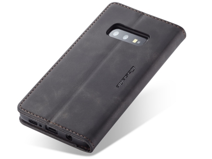 CaseMe Slim Synthetic Leather Wallet Case with Stand for Samsung Galaxy S10e - Charcoal