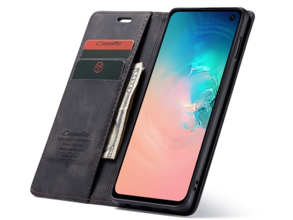 CaseMe Slim Synthetic Leather Wallet Case with Stand for Samsung Galaxy S10e - Charcoal