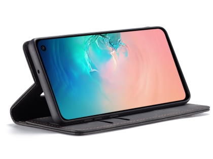 CaseMe Slim Synthetic Leather Wallet Case with Stand for Samsung Galaxy S10e - Charcoal