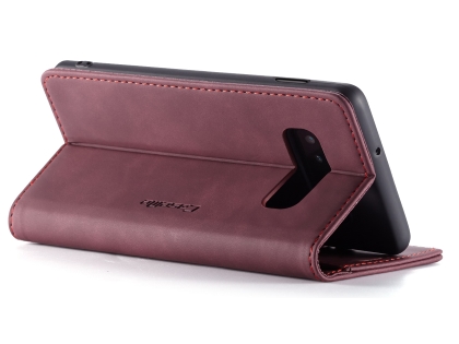 CaseMe Slim Synthetic Leather Wallet Case with Stand for Samsung Galaxy S10e - Burgundy