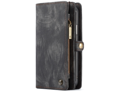 CaseMe 2-in-1 Synthetic Leather Wallet Case for iPhone XS Max - Khaki/Grey Leather Wallet Case