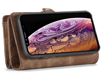 CaseMe 2-in-1 Synthetic Leather Wallet Case for iPhone XS Max - Beige/Tan