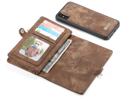 CaseMe 2-in-1 Synthetic Leather Wallet Case for iPhone XS Max - Beige/Tan