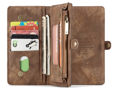 CaseMe 2-in-1 Synthetic Leather Wallet Case for iPhone XS Max - Beige/Tan