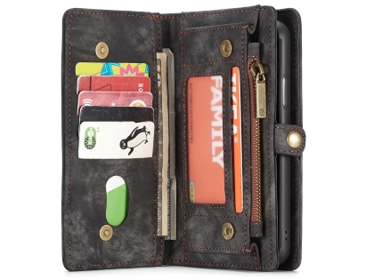 CaseMe 2-in-1 Synthetic Leather Wallet Case for iPhone XS Max - Khaki/Grey