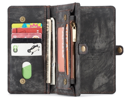 CaseMe 2-in-1 Synthetic Leather Wallet Case for iPhone XS Max - Khaki/Grey