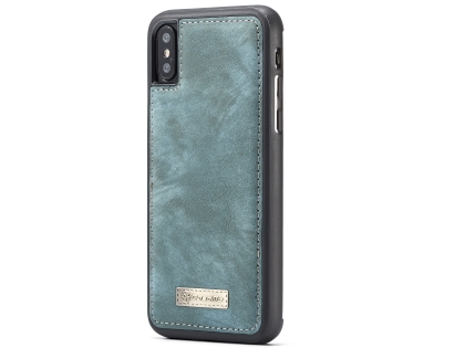 CaseMe 2-in-1 Synthetic Leather Wallet Case for iPhone XS Max - Teal/Ash
