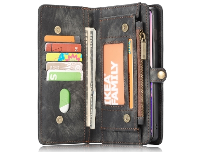 CaseMe 2-in-1 Synthetic Leather Wallet Case for Samsung Galaxy S10 - Khaki/Grey