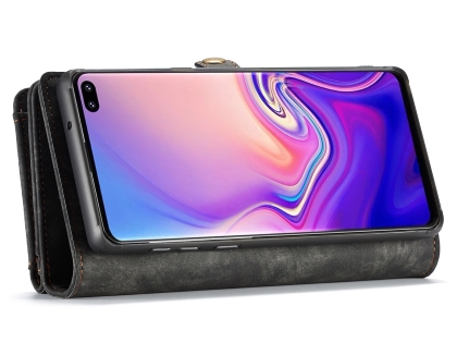 CaseMe 2-in-1 Synthetic Leather Wallet Case for Samsung Galaxy S10 - Khaki/Grey