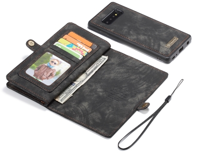 CaseMe 2-in-1 Synthetic Leather Wallet Case for Samsung Galaxy S10 - Khaki/Grey