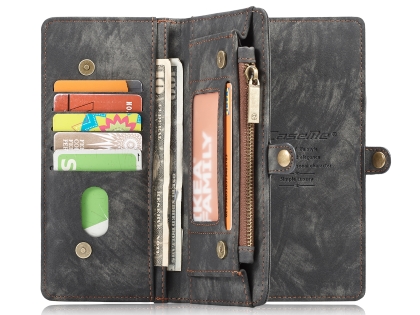 CaseMe 2-in-1 Synthetic Leather Wallet Case for Samsung Galaxy S10 - Khaki/Grey