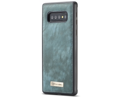 CaseMe 2-in-1 Synthetic Leather Wallet Case for Samsung Galaxy S10 - Teal/Ash