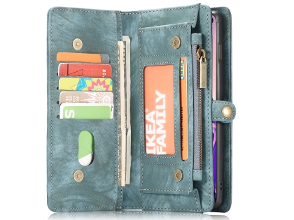 CaseMe 2-in-1 Synthetic Leather Wallet Case for Samsung Galaxy S10+ - Teal/Ash