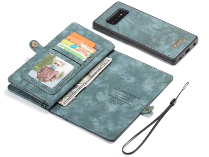 CaseMe 2-in-1 Synthetic Leather Wallet Case for Samsung Galaxy S10+ - Teal/Ash