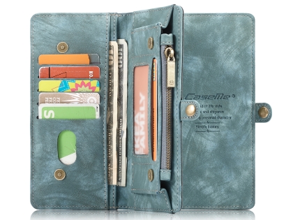 CaseMe 2-in-1 Synthetic Leather Wallet Case for Samsung Galaxy S10+ - Teal/Ash