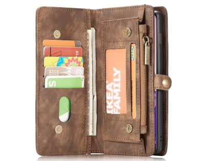 CaseMe 2-in-1 Synthetic Leather Wallet Case for Samsung Galaxy S10 - Beige/Tan