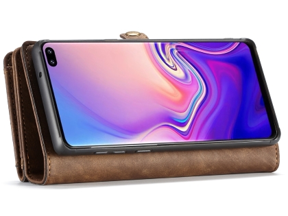CaseMe 2-in-1 Synthetic Leather Wallet Case for Samsung Galaxy S10 - Beige/Tan