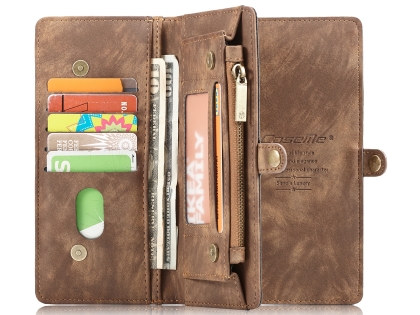 CaseMe 2-in-1 Synthetic Leather Wallet Case for Samsung Galaxy S10 - Beige/Tan