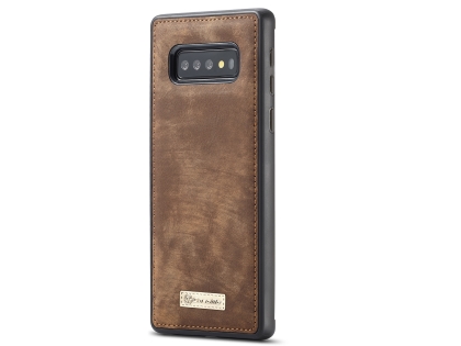 CaseMe 2-in-1 Synthetic Leather Wallet Case for Samsung Galaxy S10 - Beige/Tan
