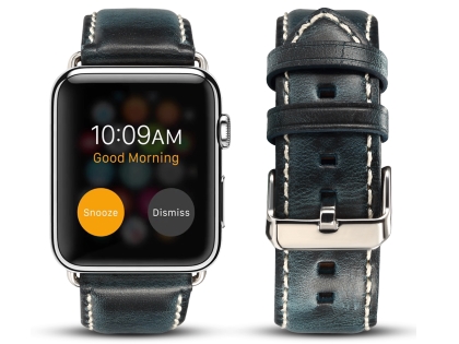 Premium Rustic Inspired Leather Band for 42/44 mm Apple Watch  - Midnight Blue Watch Band