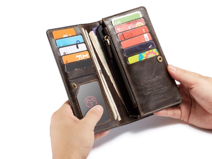 CaseMe Slim Wallet With Mobile Pouch - Brown