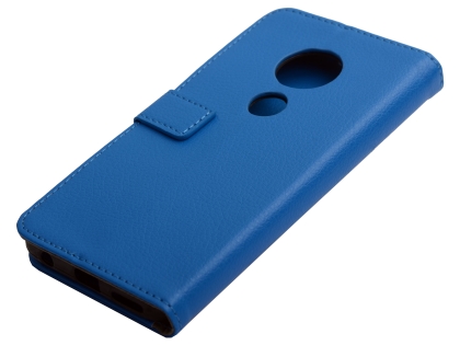 Synthetic Leather Wallet Case with Stand for Motorola Moto G7 Plus - Blue Leather Wallet Case