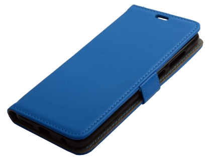 Synthetic Leather Wallet Case with Stand for Motorola Moto G7 Plus - Blue