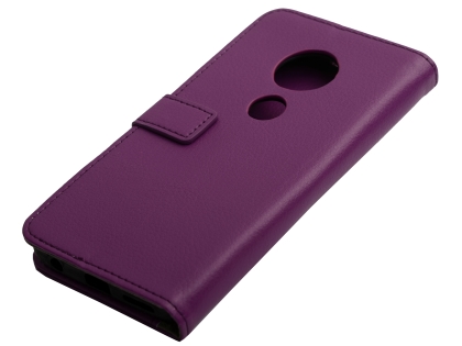 Synthetic Leather Wallet Case with Stand for Motorola Moto G7 Plus - Purple Leather Wallet Case