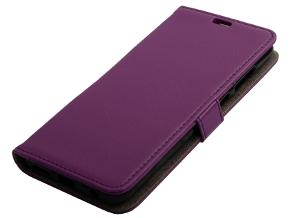 Synthetic Leather Wallet Case with Stand for Motorola Moto G7 Plus - Purple