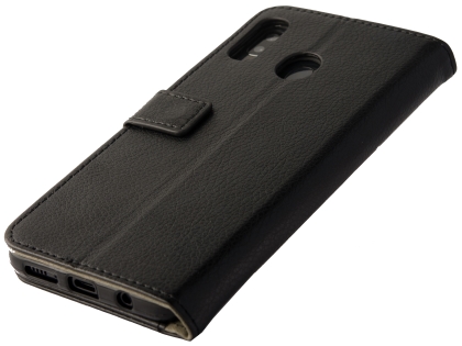 Synthetic Leather Wallet Case with Stand for Samsung Galaxy A20 - Black