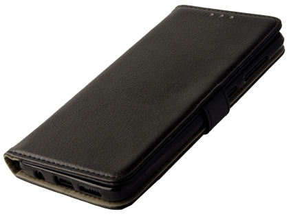 Synthetic Leather Wallet Case with Stand for Samsung Galaxy A20 - Black
