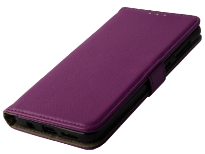 Synthetic Leather Wallet Case with Stand for Samsung Galaxy A30 - Purple