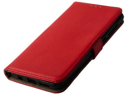 Synthetic Leather Wallet Case with Stand for Samsung Galaxy A30 - Red