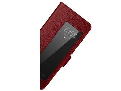 Top Grain Leather Case With Windows for Huawei P30 - Rosewood