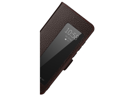 Top Grain Leather Case With Windows for Huawei P30 - Brown