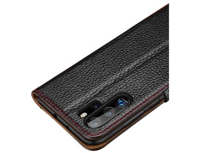 Top Grain Leather Case With Windows for Huawei P30 - Black
