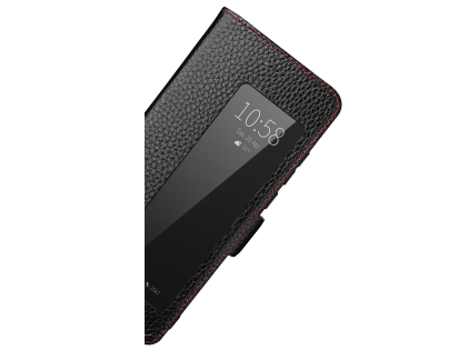 Top Grain Leather Case With Windows for Huawei P30 - Black