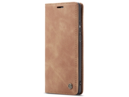 CaseMe Slim Synthetic Leather Wallet Case with Stand for Samsung Galaxy A20 - Tan