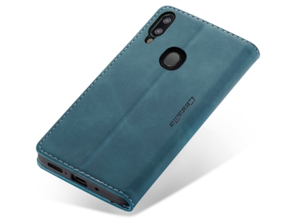 CaseMe Slim Synthetic Leather Wallet Case with Stand for Samsung Galaxy A30 - Teal